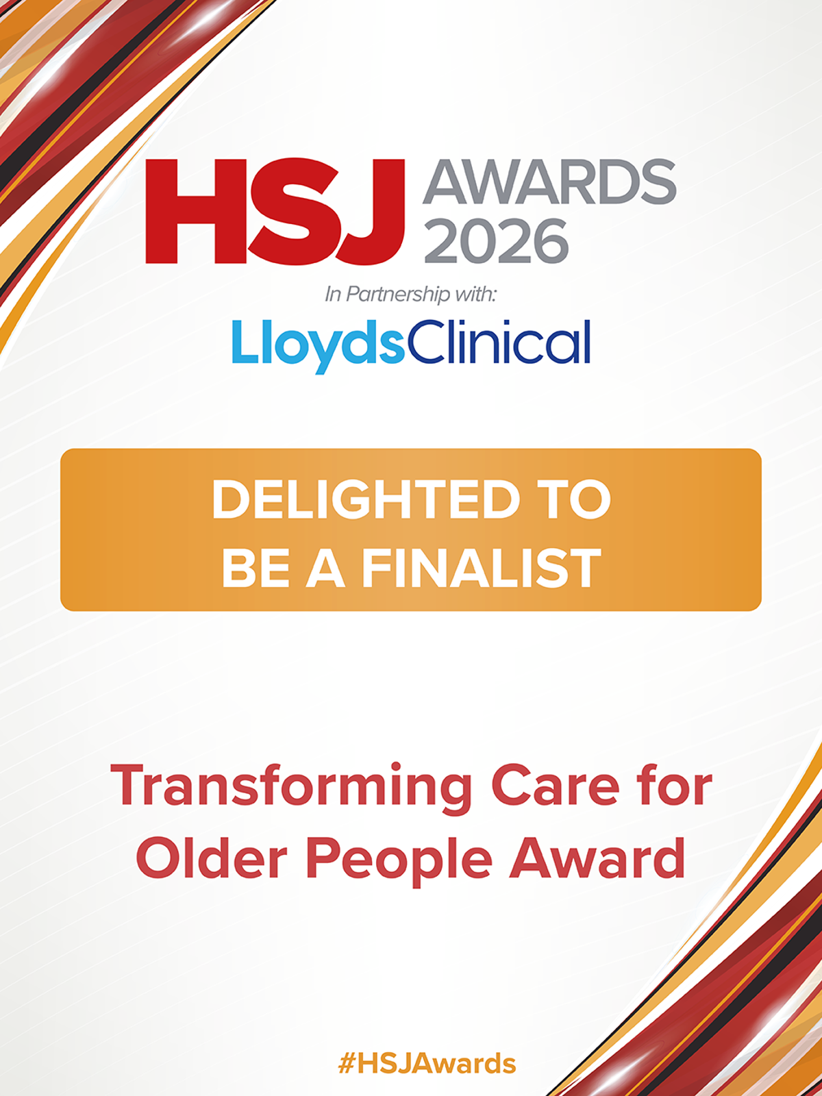 A banner for the HSJ awards. The text reads 
